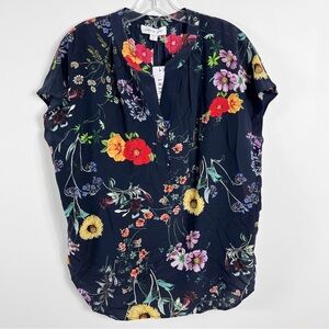 Amour Vert Renata Washable Silk Blouse Size XL Provence Floral